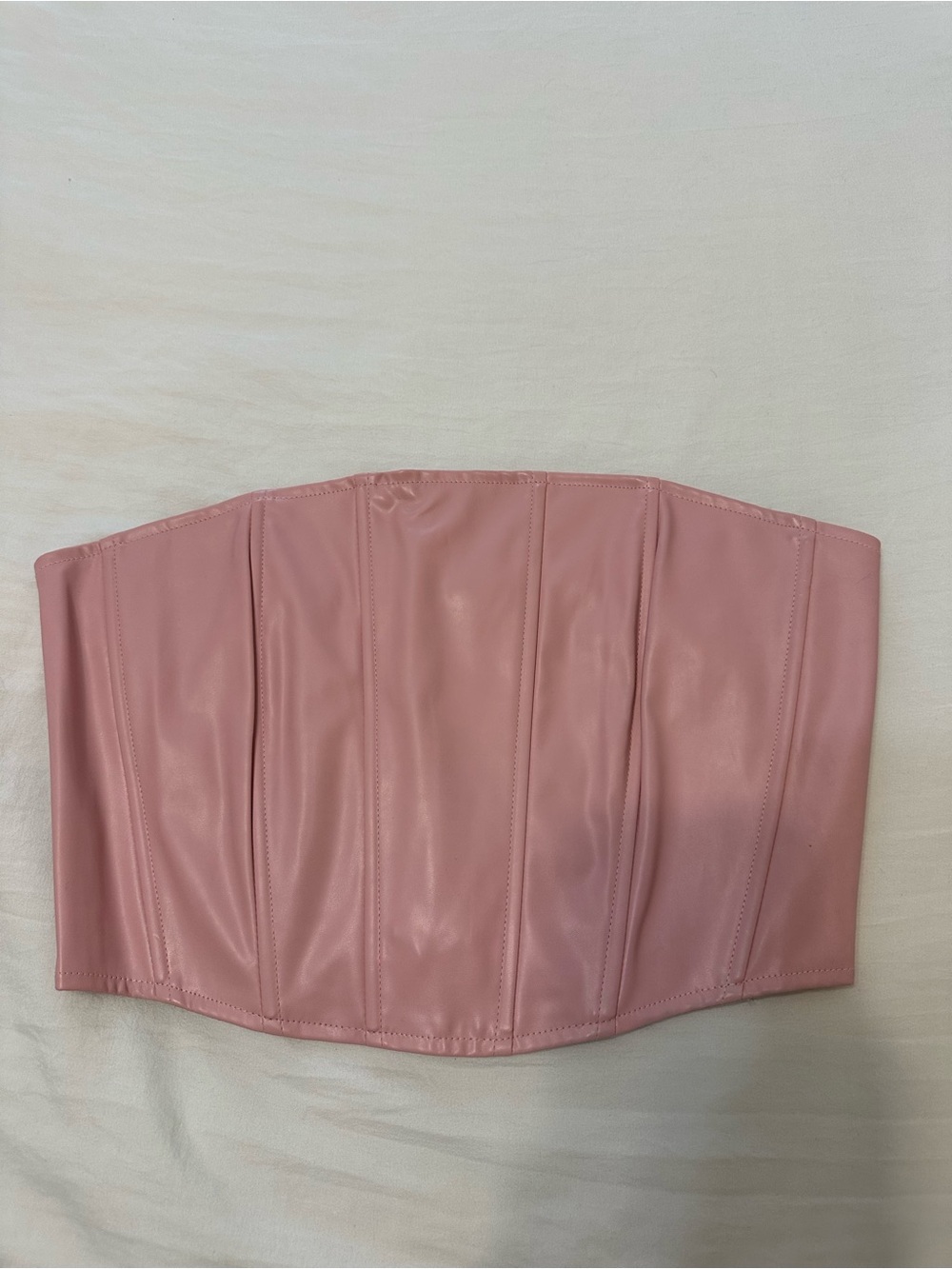 Strapless Faux Leather Corset Top in Dusty Pink